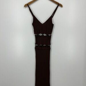 JLUX Label Maxi Dress Women's Size M Brown Ribbed Long Length Viscose Blend